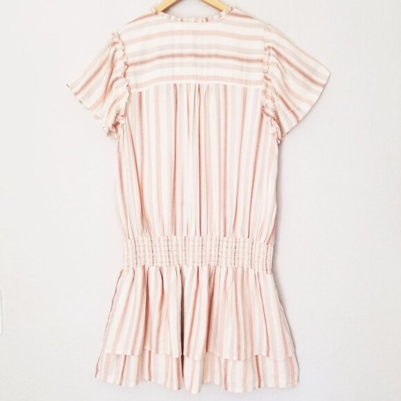 Paige Cristina Ruffle Smocked Tiered Minidress XL Ecru Neutral Boho Beach $199 - Picture 6 of 16
